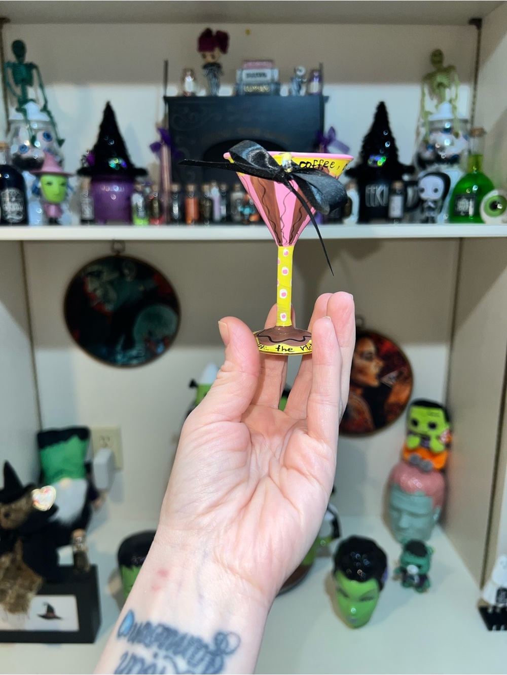 Hand Painted Mini Martini Glass The Richer The Better - Men, Chocolate, Coffee